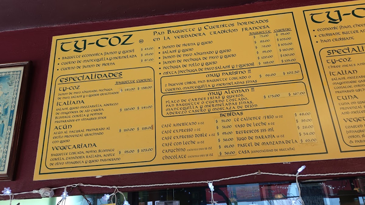 Ty-coz Menu - Image 1